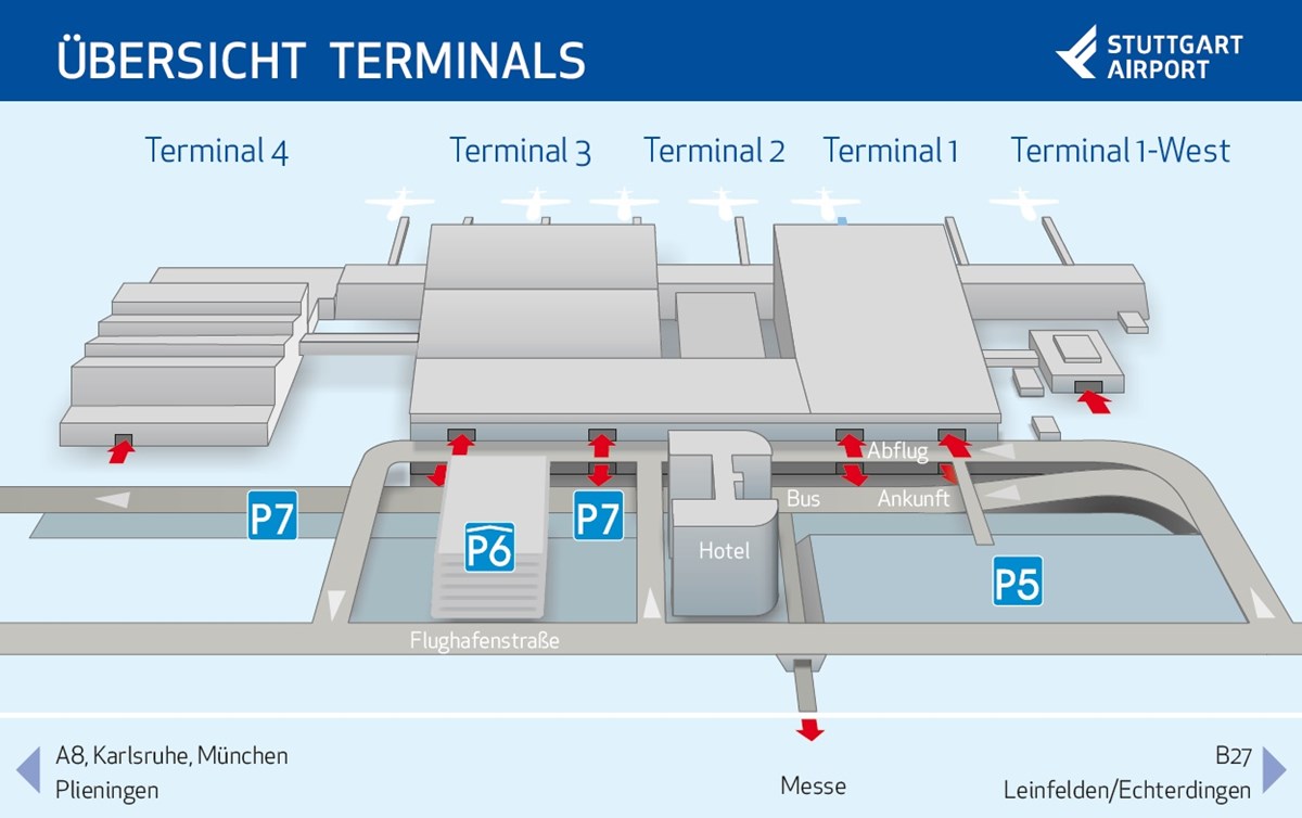 Übersichtsplan der Terminals am Flughafen